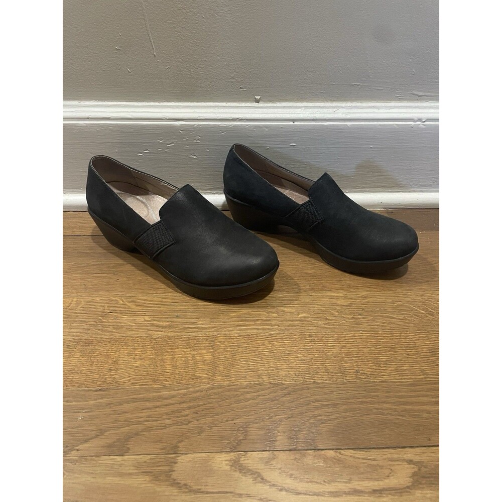 Dansko Jessica Black Nappa Leather Slip-On Clogs Comfort Shoe Size 38 US 7.5 / 8